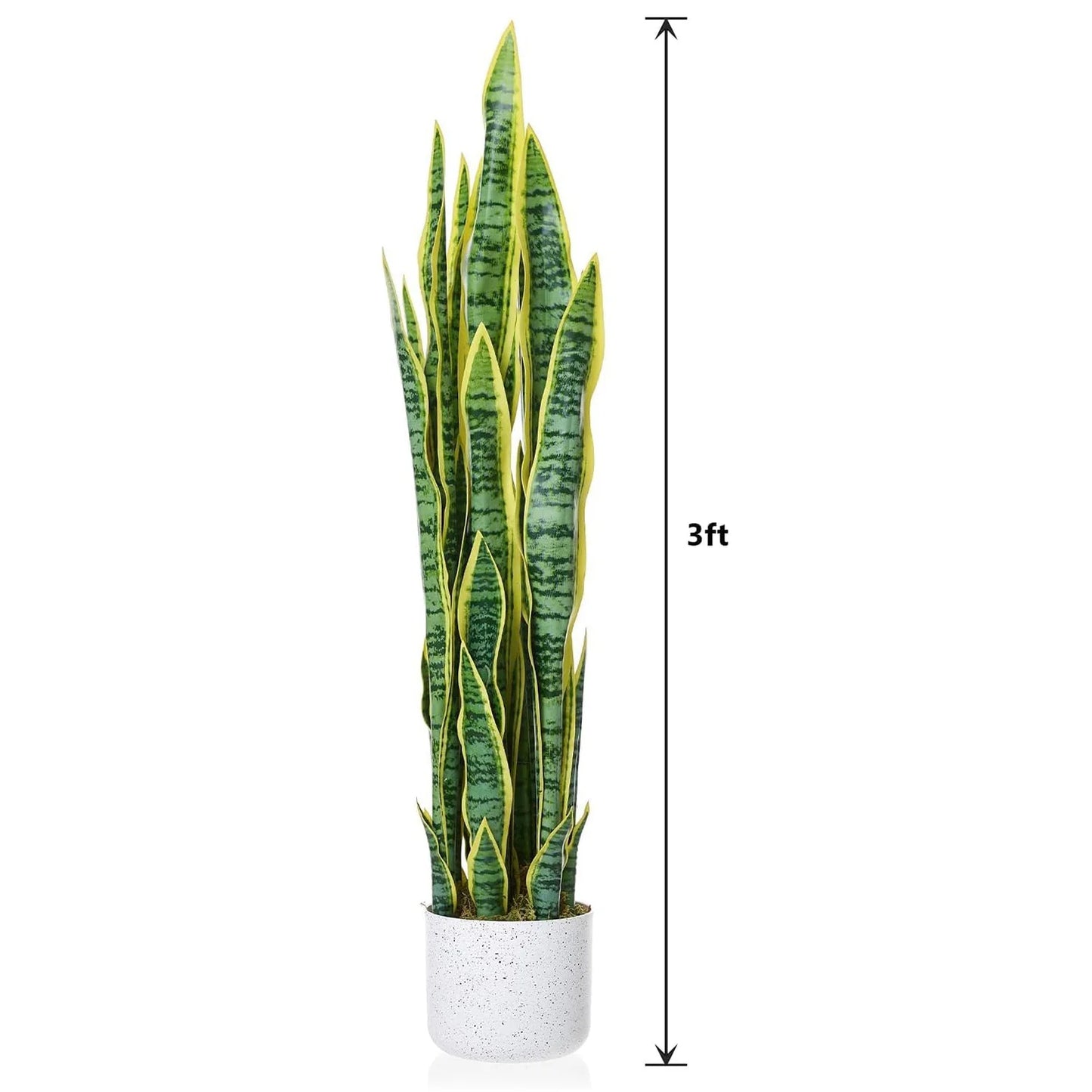 3FT Tall Artificial Snake Plant Sansevieria With White Planter