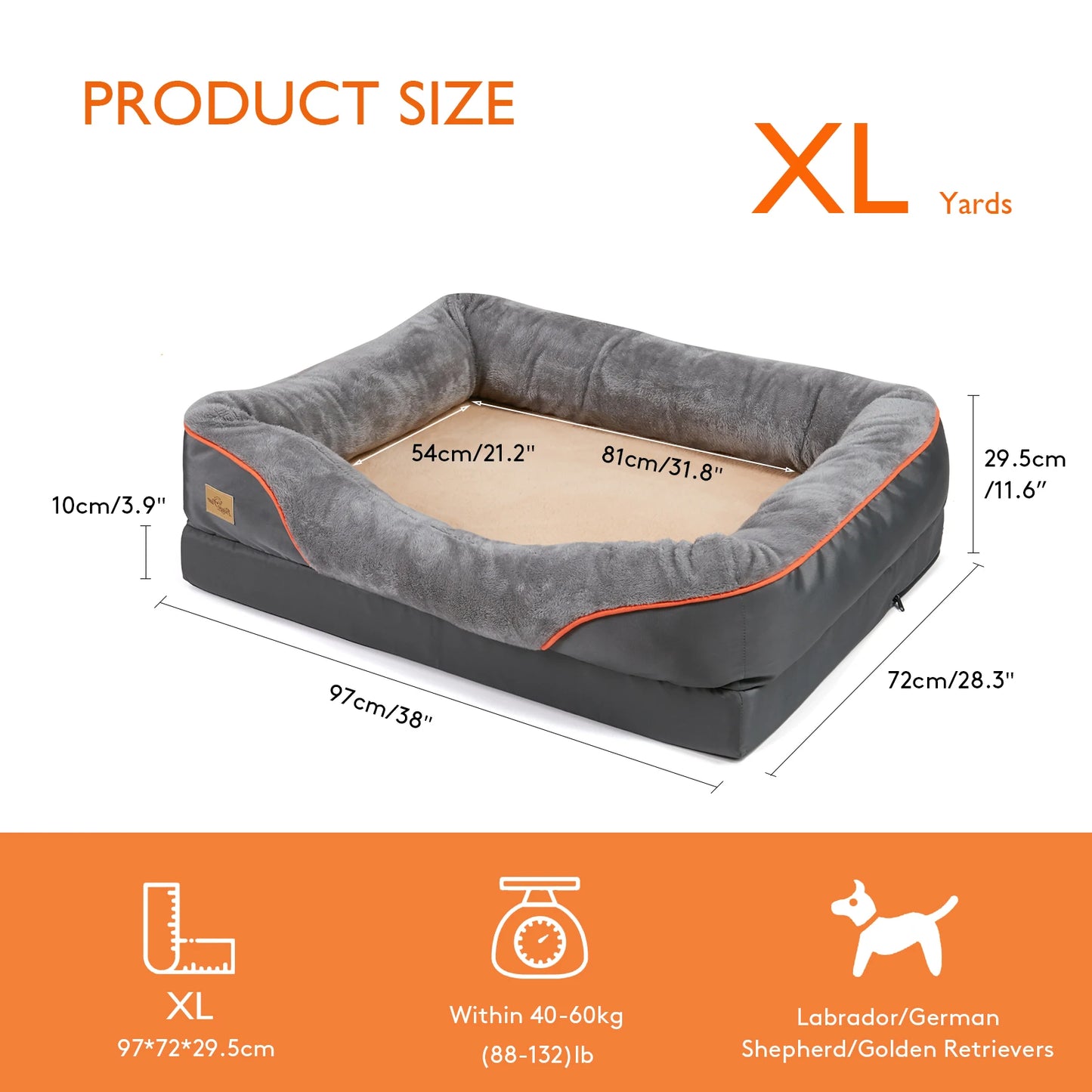 Waterproof Large Dog Bed with Removable and Washable Cover