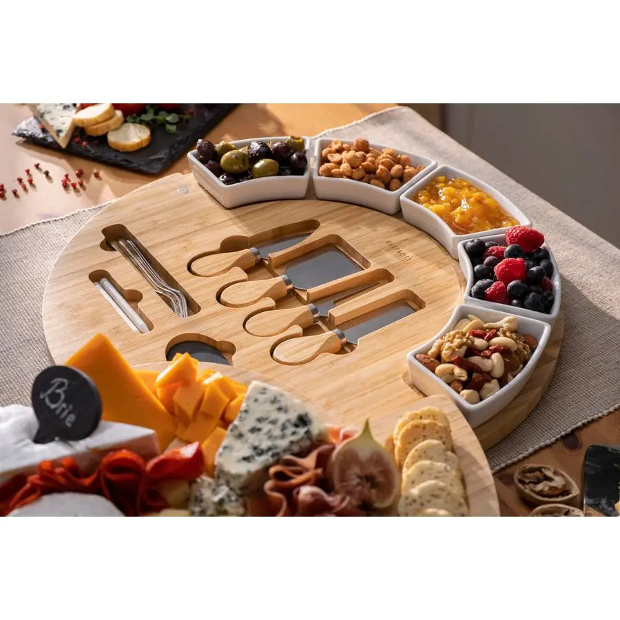 16 inch Bamboo Charcuterie Cheese Board and Platter and Knife Set