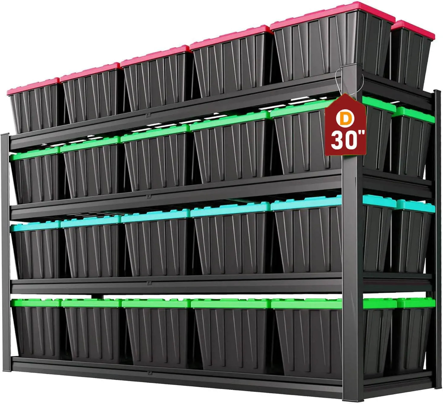 55" W Heavy Duty Metal Garage 4 Tier Shelving Unit 30" D