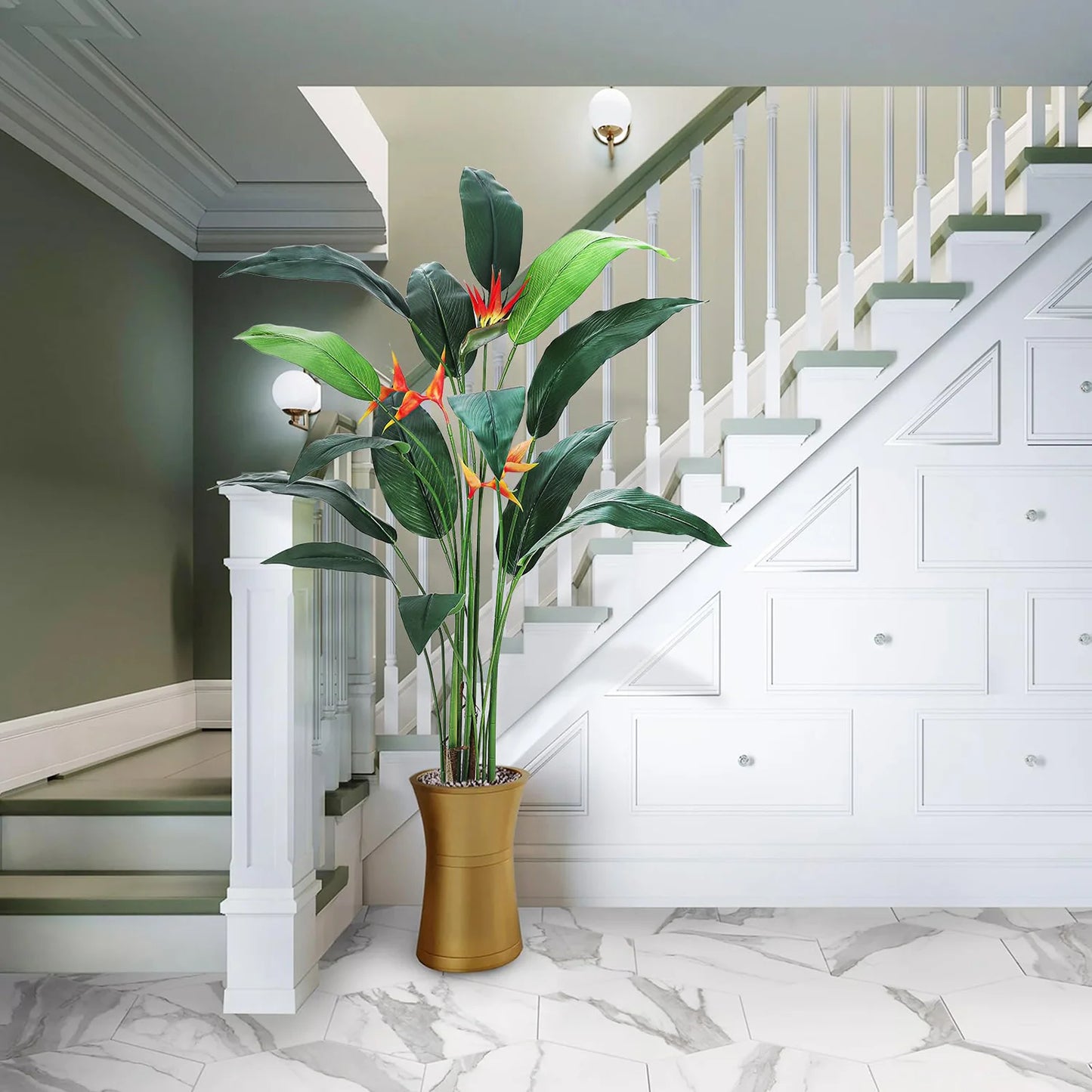 2Pcs 6FT Artificial Bird Of Paradise/ Banana Leaf Tree,