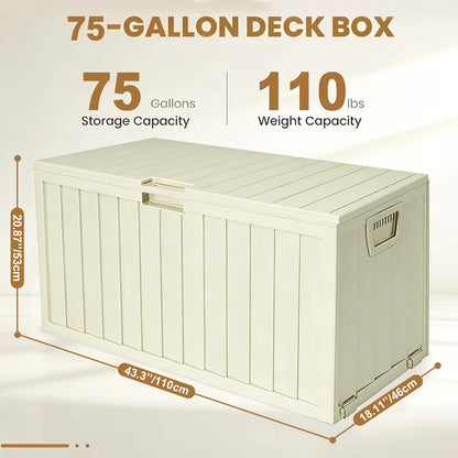 75 Gallon Resin Outdoor  Storage Deck Box