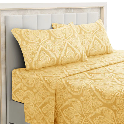 4-Piece Paisley Bed Sheet Set – Soft Brushed Microfiber Sheets with 16" Deep Pockets – Wrinkle-Resistant Bedding