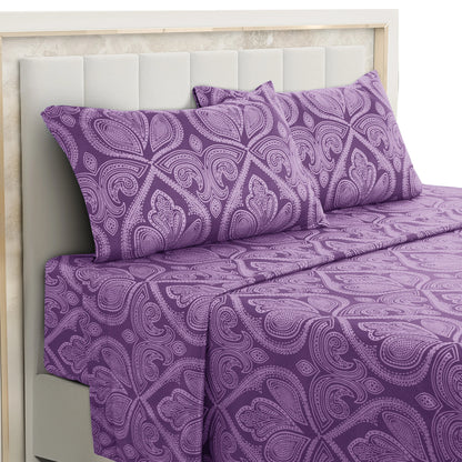 4-Piece Paisley Bed Sheet Set – Soft Brushed Microfiber Sheets with 16" Deep Pockets – Wrinkle-Resistant Bedding