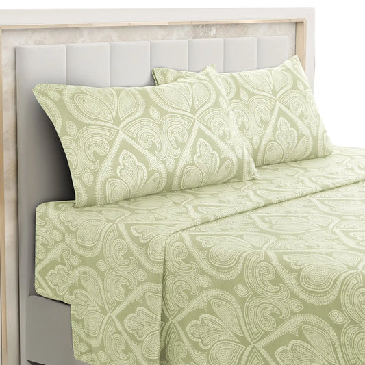 4-Piece Paisley Bed Sheet Set – Soft Brushed Microfiber Sheets with 16" Deep Pockets – Wrinkle-Resistant Bedding