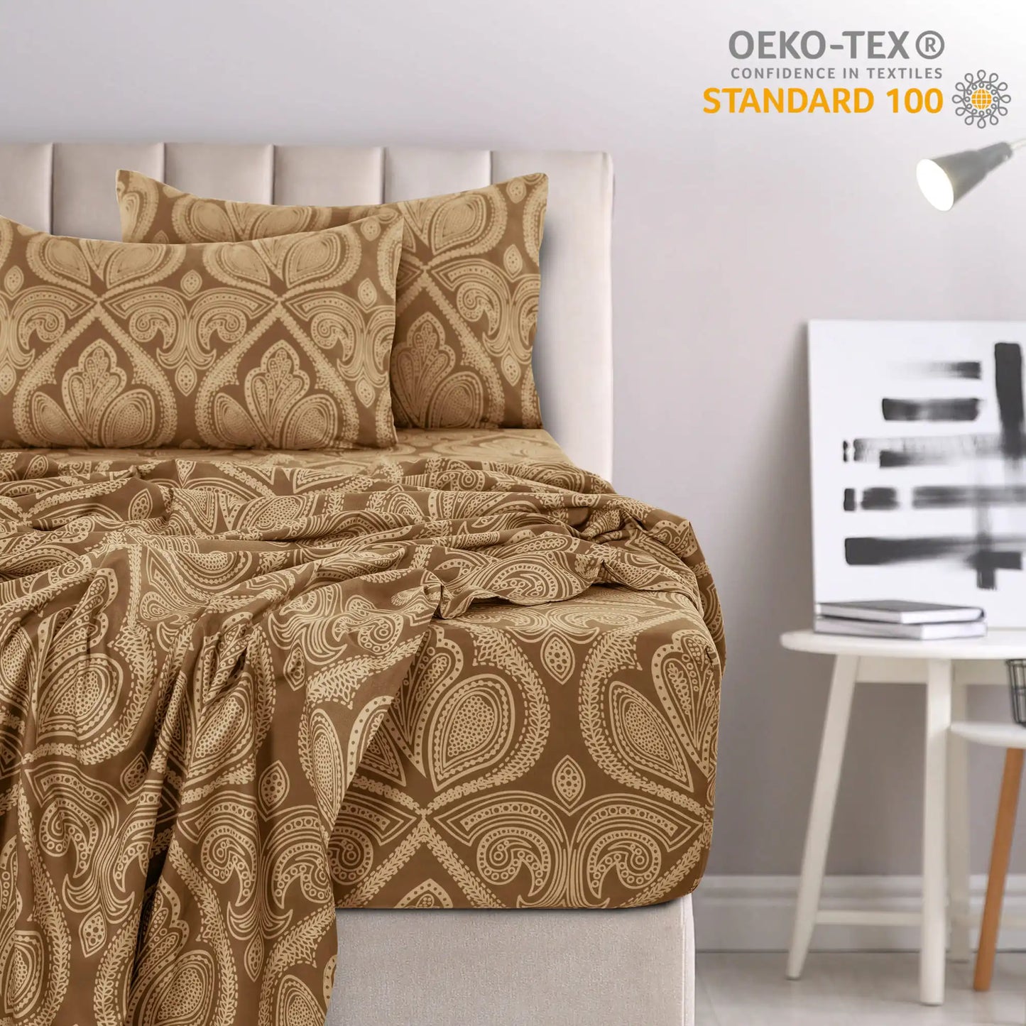 4-Piece Paisley Bed Sheet Set – Soft Brushed Microfiber Sheets with 16" Deep Pockets – Wrinkle-Resistant Bedding