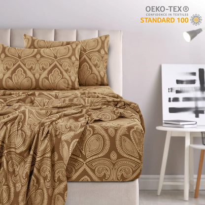 4-Piece Paisley Bed Sheet Set – Soft Brushed Microfiber Sheets with 16" Deep Pockets – Wrinkle-Resistant Bedding