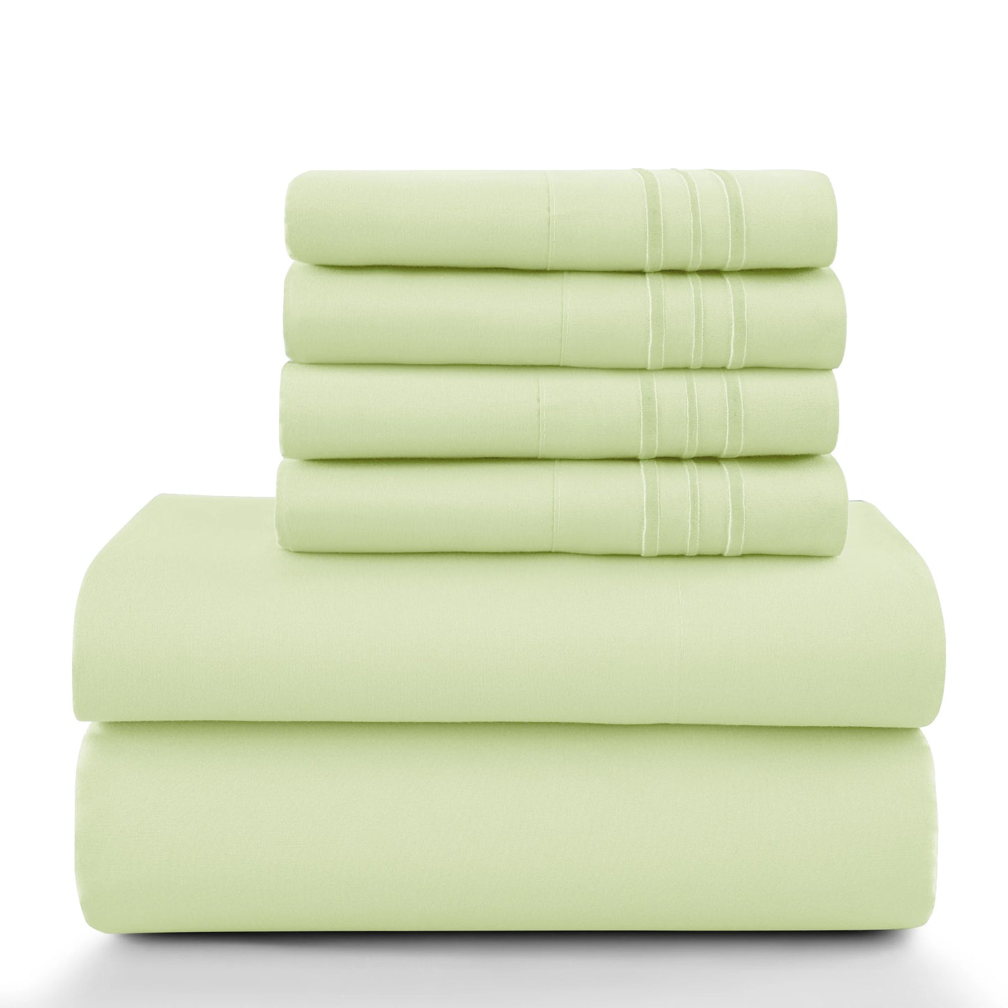 6Pc Solid Sheet Set – Brushed Microfiber, 16" Deep Pockets, with Embroidered & Plain Pillowcases