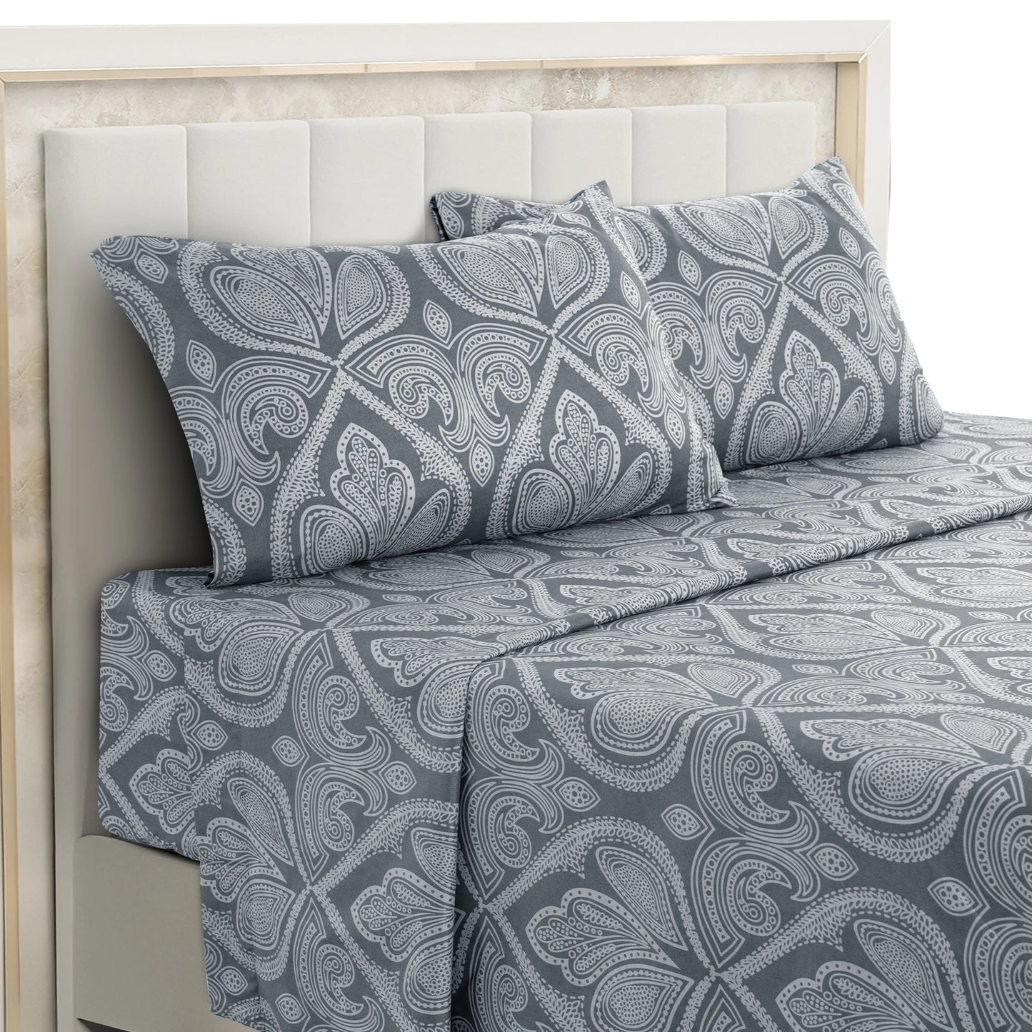 4-Piece Paisley Bed Sheet Set – Soft Brushed Microfiber Sheets with 16" Deep Pockets – Wrinkle-Resistant Bedding