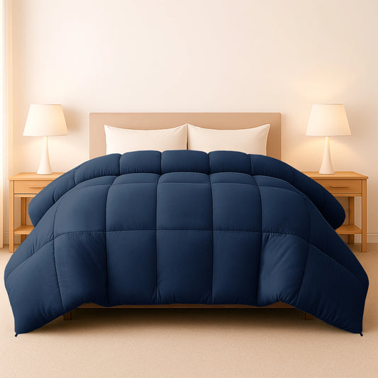 Down Alternative Comforter – 1 Piece Fluffy Duvet Insert with Box Stitch Design – Soft and Cozy Bedding, 102" x 90"