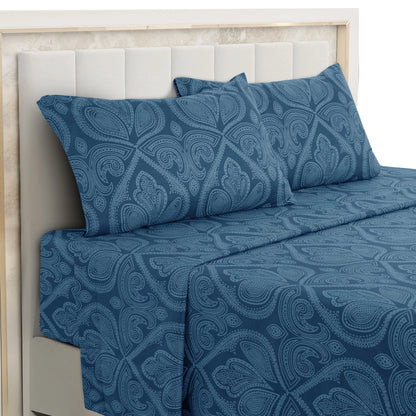 4-Piece Paisley Bed Sheet Set – Soft Brushed Microfiber Sheets with 16" Deep Pockets – Wrinkle-Resistant Bedding
