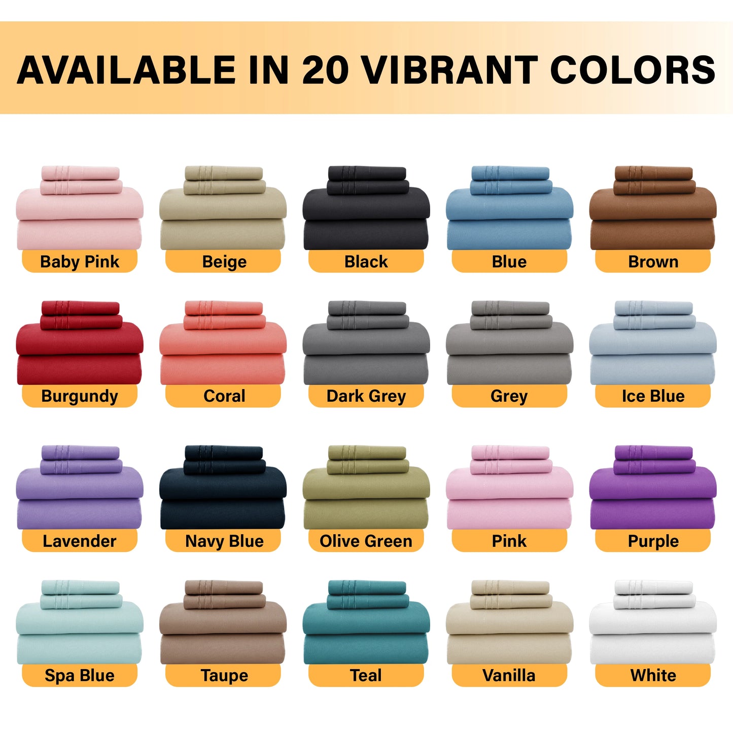 6Pc Solid Sheet Set – Brushed Microfiber, 16" Deep Pockets, with Embroidered & Plain Pillowcases