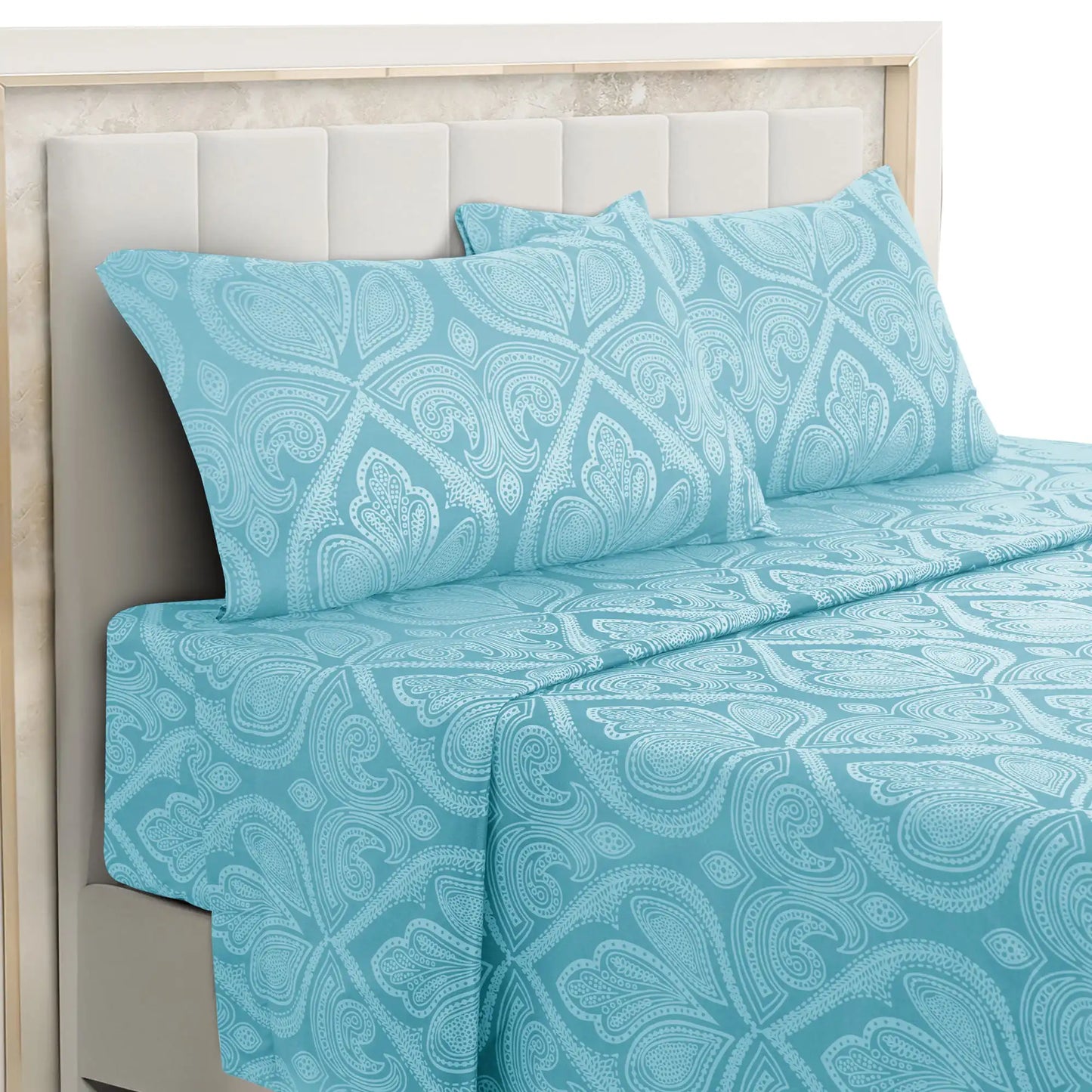 4-Piece Paisley Bed Sheet Set – Soft Brushed Microfiber Sheets with 16" Deep Pockets – Wrinkle-Resistant Bedding