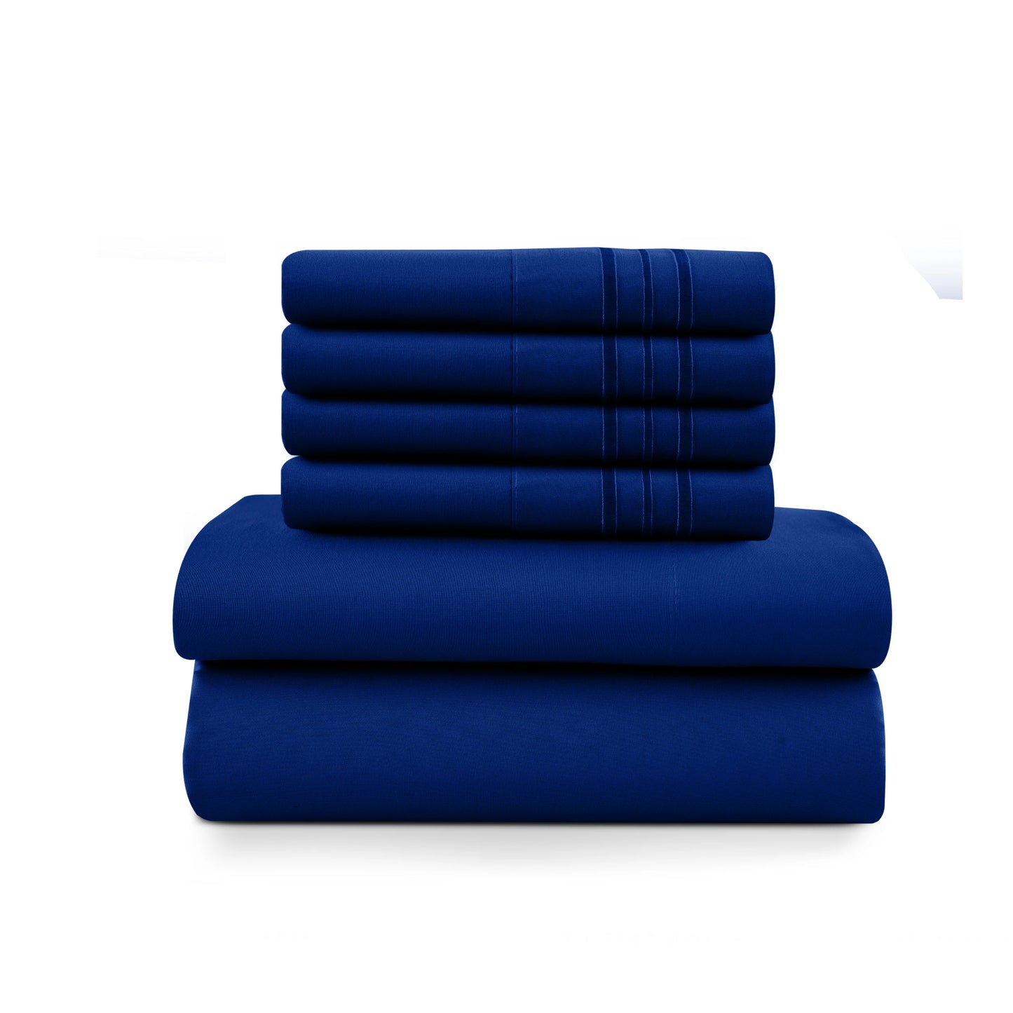 6Pc Solid Sheet Set – Brushed Microfiber, 16" Deep Pockets, with Embroidered & Plain Pillowcases
