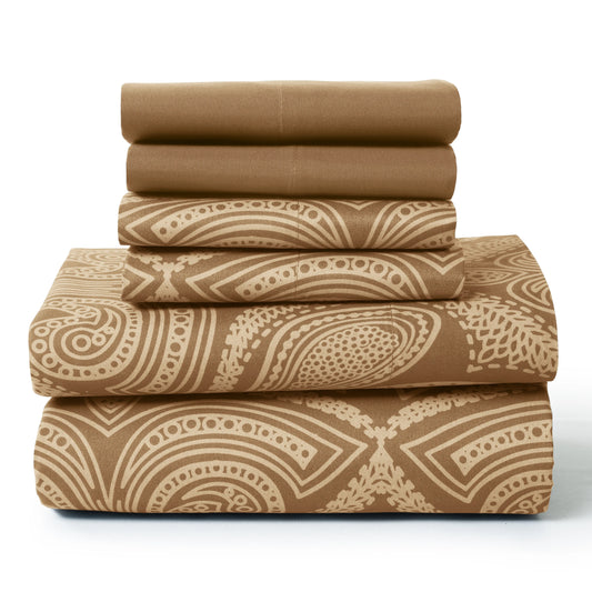 6Pc Paisley Sheet Set – Soft Microfiber, Wrinkle-Free, Luxurious Printed Bed Sheets