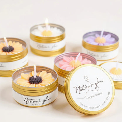 Scented Soy Wax Flower Candle Tin, Smokeless.  1 PC