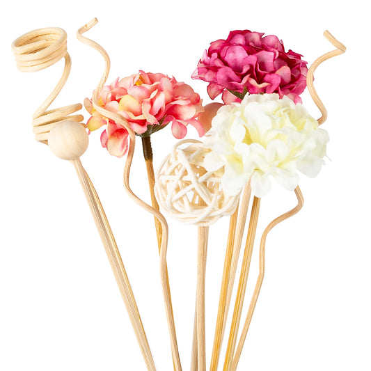 10 PCS Pink Hydrangea Flower Rattan Diffuser Sticks