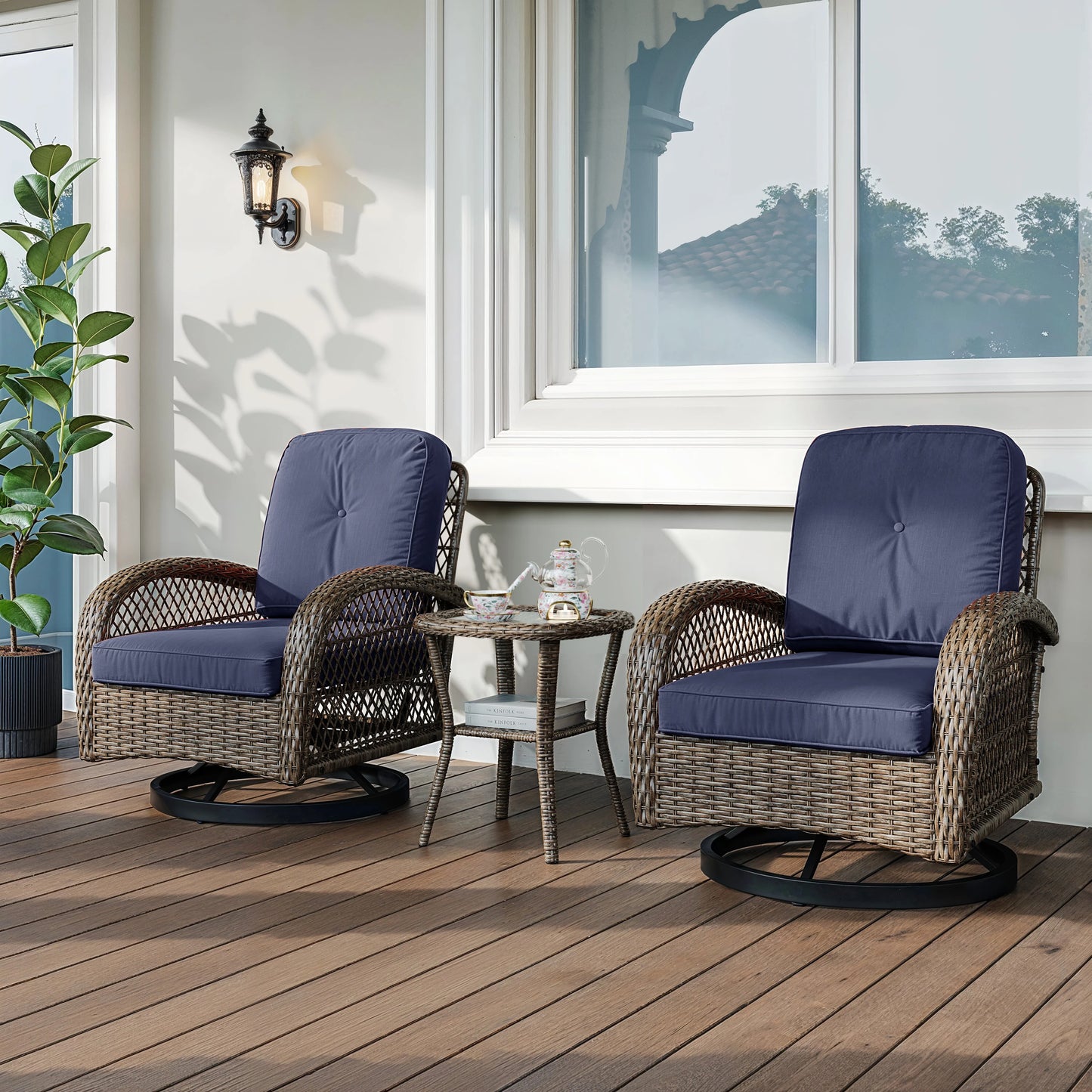 3 Pieces Rotating Rocker Patio Furniture Set