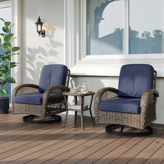 3 Pieces Rotating Rocker Patio Furniture Set