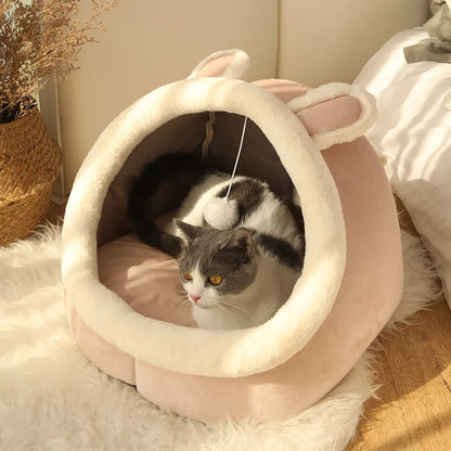 Deep Cat or Small Dog Pet Bed in Cartoon Design.