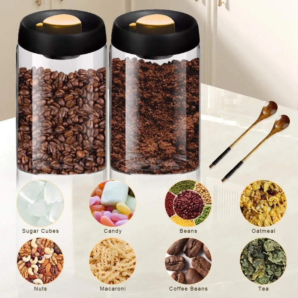 Glass Kitchen Airtight Storage Jar Coffee Jar