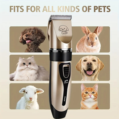 Low Noise Rechargeable Pet Hair Clippers with Adjustable Speeds and 4 Guide Combs
