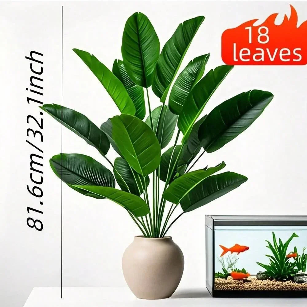 Artificial Large Tropical Plant with 18 Leaves, Faux Banana Plant