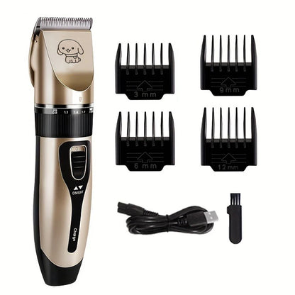 Low Noise Rechargeable Pet Hair Clippers with Adjustable Speeds and 4 Guide Combs