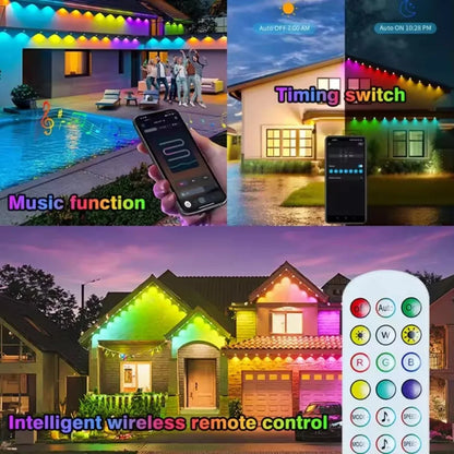Permanent Smart Outdoor String Lighting with Remote APP Control and Music Syn