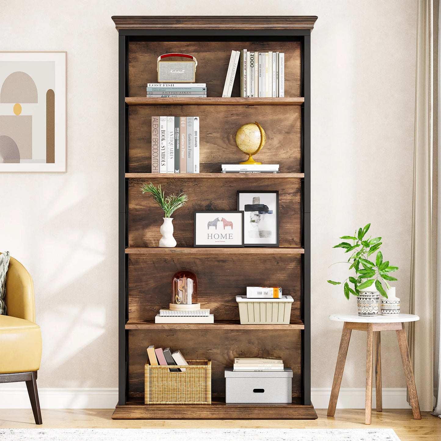 5 Shelf Industrial Display Bookshelf , 71 Inches