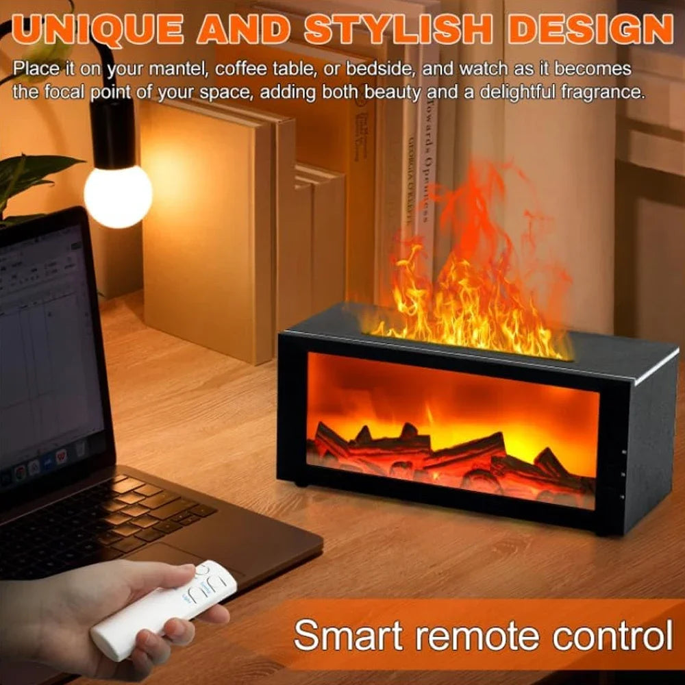 300ml Fireplace Essential Oil Aromatherapy Diffuser  with 7 Colorful Large Flames