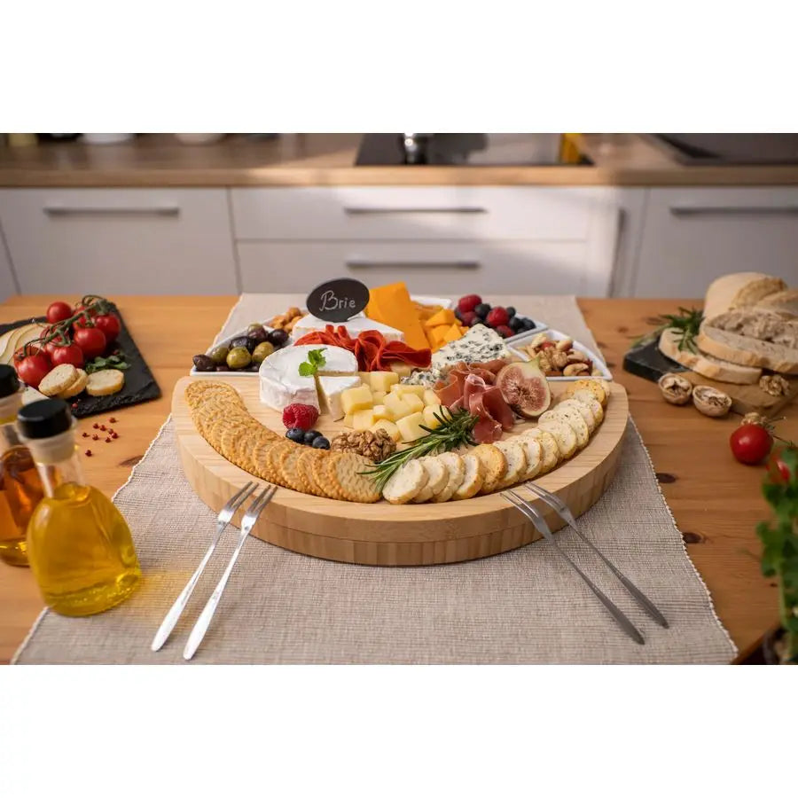16 inch Bamboo Charcuterie Cheese Board and Platter and Knife  Set