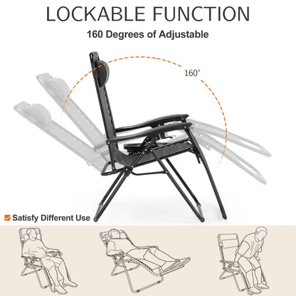 Set of 2 Portable Zero Gravity Lounge Chairs