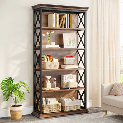 5 Shelf Industrial Display Bookshelf , 71 Inches