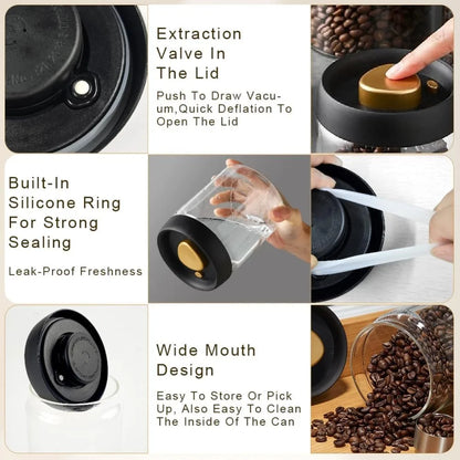 Glass Kitchen Airtight Storage Jar Coffee Jar