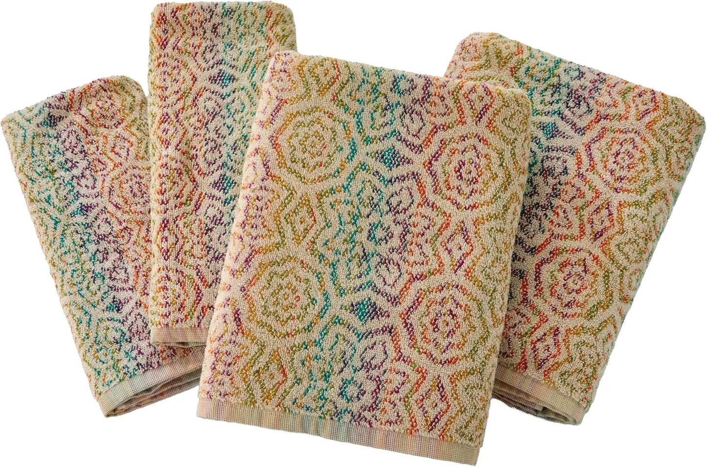 2 Luxury Bath and Hand Towel Set, Soft Multi-Color Cotton