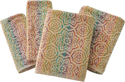 2 Luxury Bath and Hand Towel Set, Soft Multi-Color Cotton