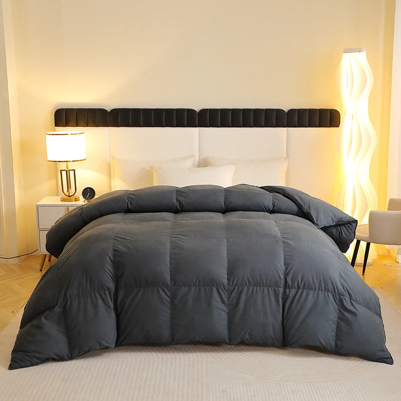 1 Piece Duck Feather Quilted Comforter - 100% Duck Feather Full Queen King Twin Size Bedding for Allergy Sufferers