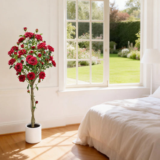 150cm Artificial Silk Rose Tree with Decorative Pot