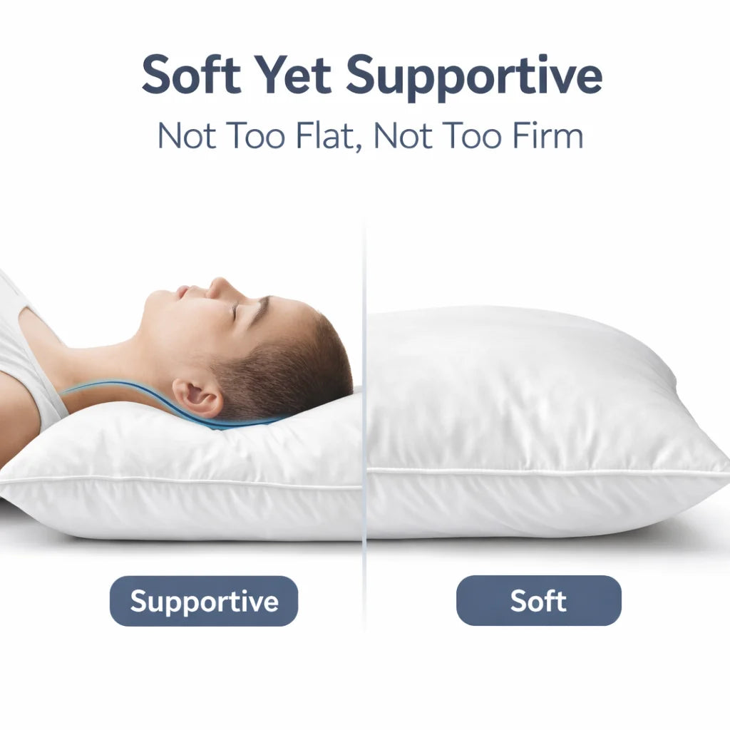 2 pcs / 1 pair 100% cotton goose down feather bed sleeping pillow