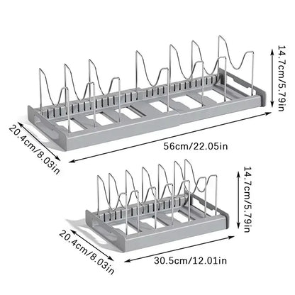 Under Counter Expandable Kitchen Pot & Pan Organizer with 7 Adjustable Dividers