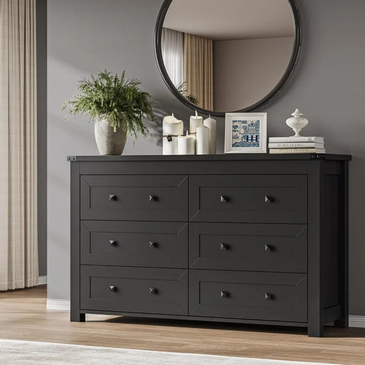 Modern Wooden 6 Drawer Dresser or TV Stand.