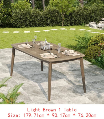 7-Piece Acacia Outdoor Dining Set - 70.75" Table & 6 Chairs w/ Cushions for Patio & Garden