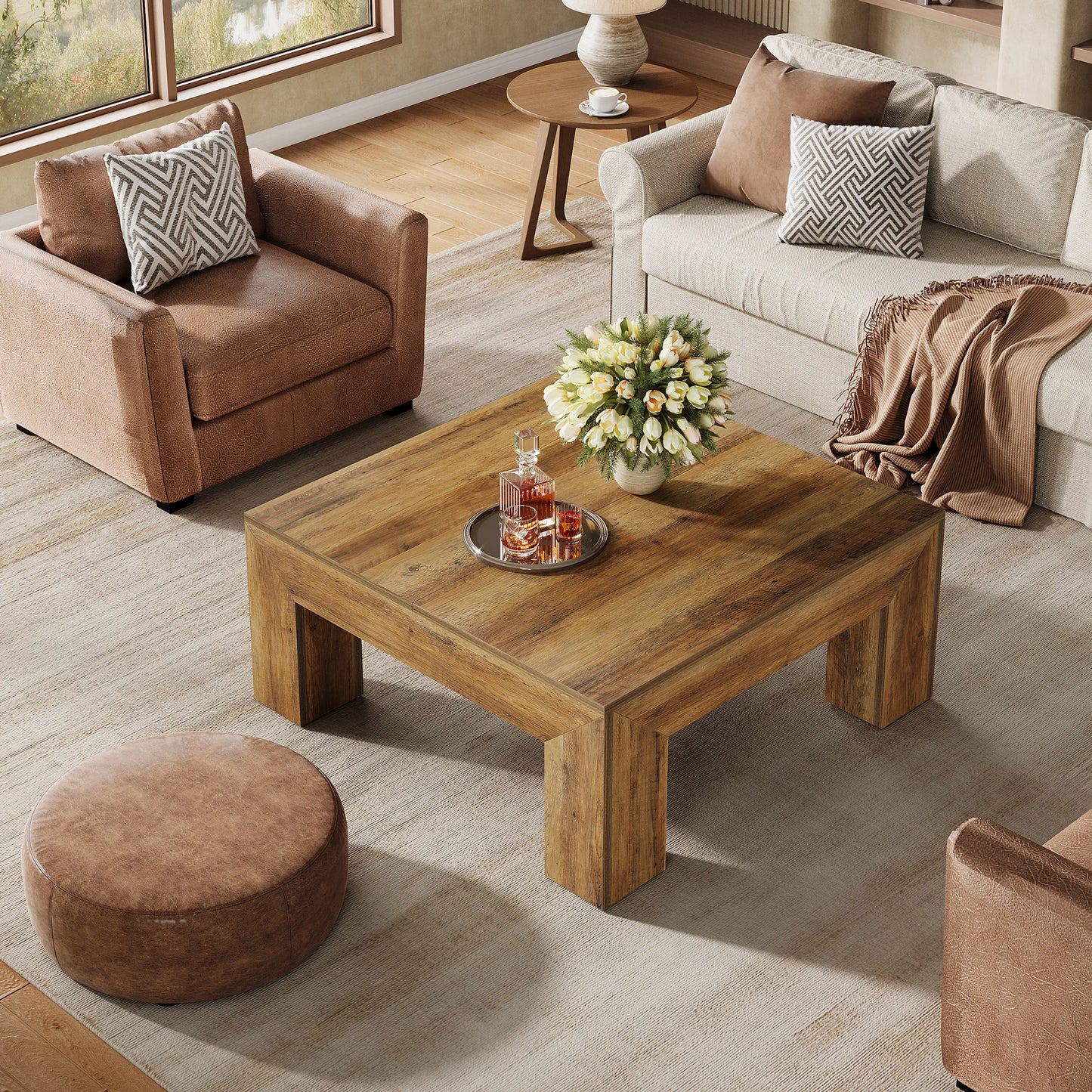 39.4-Inch Square Coffee Table