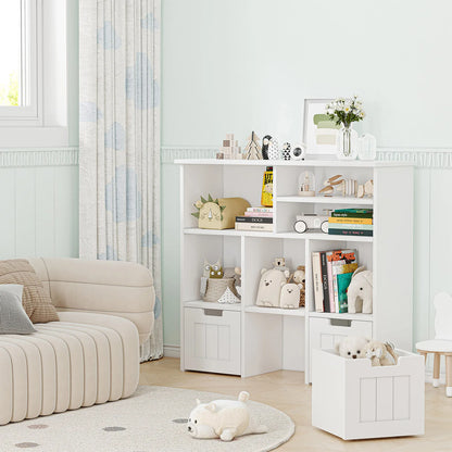 2-Shelf Toy and Book Organizer with 3 Removable Drawers