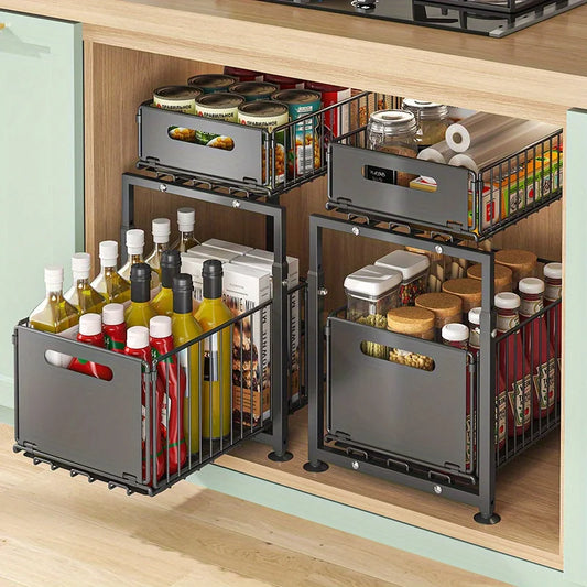 Heavy Duty Metal 2 Tier Slide Out Under Sink Organizer