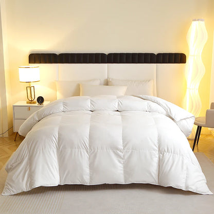 1 Piece Duck Feather Quilted Comforter - 100% Duck Feather Full Queen King Twin Size Bedding for Allergy Sufferers