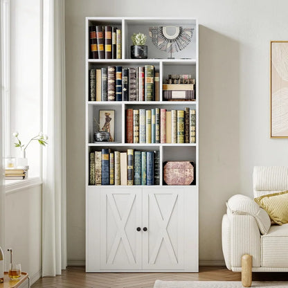 Bookcase with Cabinet and Doors plus 8 Open Cubes