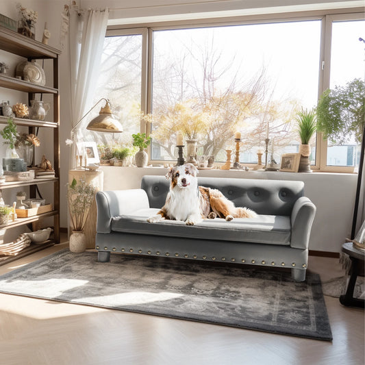 Elevated  Sofa Bed with Microfiber Leather Cover for Large Dogs.  Removable Cover.