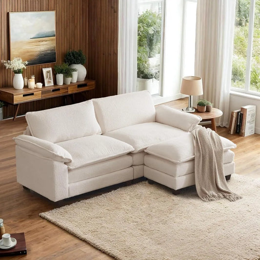 87" Convertible L-Shaped Sectional Sofa/Loveseat with Ottoman